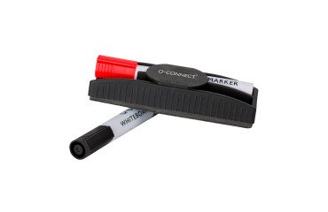 Borrador Q-connect magnético con rotulador rojo y negro para pizarra blanca