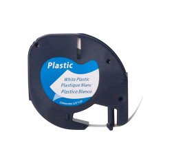 Cinta compatible Q-connect 12mm x 4m negro-blanco perla para rotuladora letratag