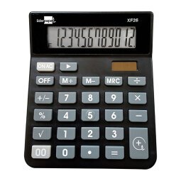 Calculadora Liderpapel sobremesa XF26 12 digitos solar y pilas 127x105x24 mm negro
