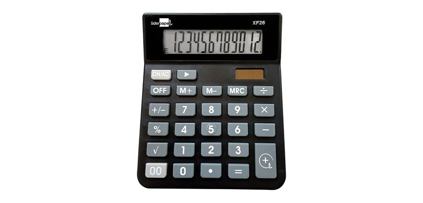 Calculadora Liderpapel sobremesa XF26 12 digitos solar y pilas 127x105x24 mm negro
