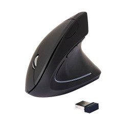 Ratón Q-connect óptico inalámbrico ergonómico vertical Negro
