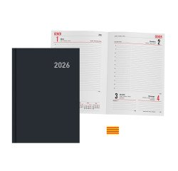 Agenda día página 150x210 mm Paris Negro Catalán