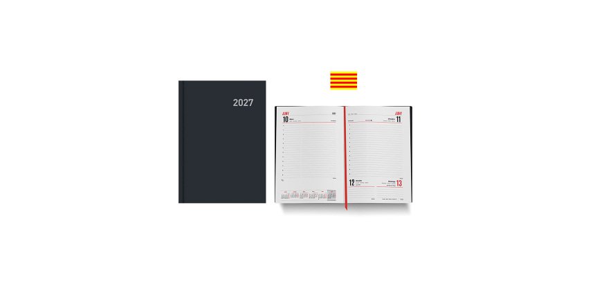 Agenda día página 150x210 mm Paris Negro Catalán