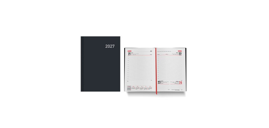Agenda día página 150x210 mm Paris Negro