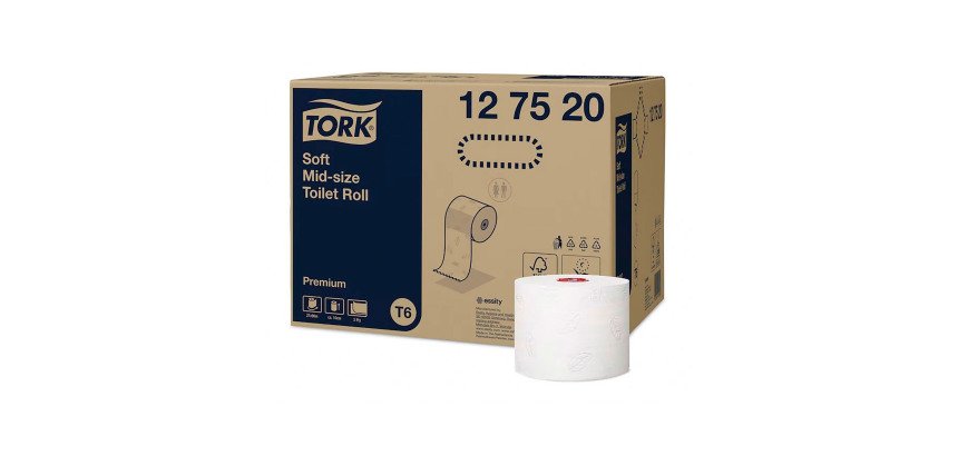 Papel higiénico de doble capa Tork Mid-size T6 Premium - 27 rollos de 90 m
