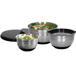 Set de 3 ensaladeras en acero inoxidable con tapa