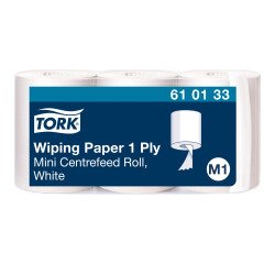 Mini bobina de papel secamanos de desbobinado central Tork M1 - Longitud 120 m - Paquete de 3 rollos