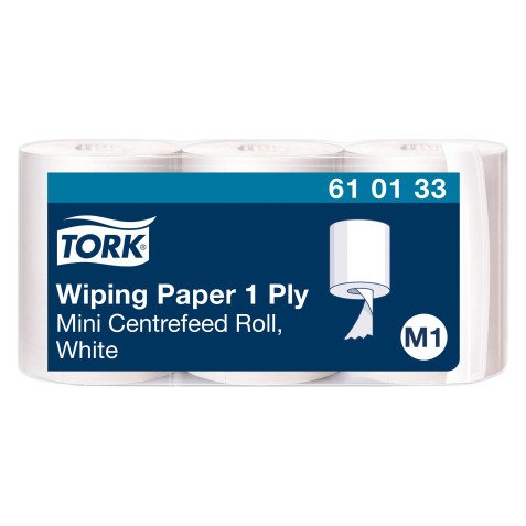 Mini bobina de papel secamanos de desbobinado central Tork M1 - Longitud 120 m - Paquete de 3 rollos