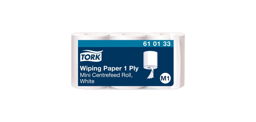 Mini bobina de papel secamanos de desbobinado central Tork M1 - Longitud 120 m - Paquete de 3 rollos