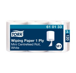 Mini bobina de papel secamanos de desbobinado central Tork M1 - Longitud 120 m - Paquete de 3 rollos