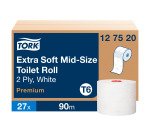 Papier toilette double épaisseur Tork Mid-size T6 Premium - 27 rouleux de 90 m