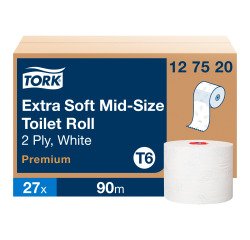 Papier toilette double épaisseur Tork Mid-size T6 Premium - 27 rouleux de 90 m