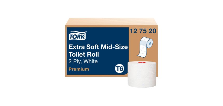 Papier toilette double épaisseur Tork Mid-size T6 Premium - 27 rouleux de 90 m