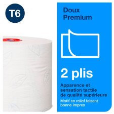 Papier toilette double épaisseur Tork Mid-size T6 Premium - 27 rouleux de 90 m