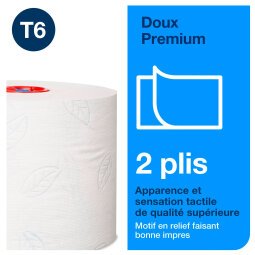 Papier toilette double épaisseur Tork Mid-size T6 Premium - 27 rouleux de 90 m