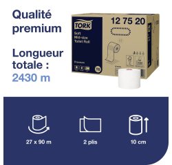 Toiletpapier Tork Mid-Size T6 Premium 127530 2 lagen 90 m wit