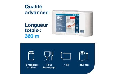 Mini bobine d'esuyage à dévidage central Tork M1 - Longueur 120 m - Lot de 3