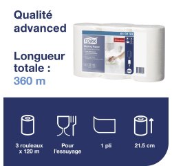 Mini bobine d'esuyage à dévidage central Tork M1 - Longueur 120 m - Lot de 3