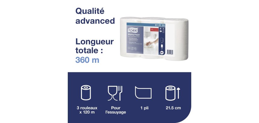 Mini Abrollspender für zentrales Abwickeln Tork M1 - Länge 120 m - Packung mit 3 Stück