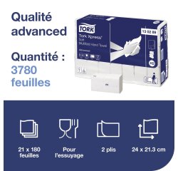 Doos met 21 pakjes 180 vellen afdroogvellen Xpress Z-pooi zacht Advanced 2 lagen 24 x 21,3 cm