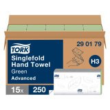 Essuie-mains pliage en V Tork H3 Advanced vert - Carton de 3750