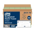Essuie-mains pliage en V Tork H3 Advanced vert - Carton de 3750