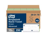 Essuie-mains pliage en V Tork H3 Advanced vert - Carton de 3750