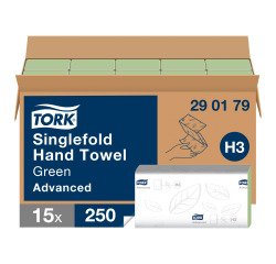 Essuie-mains pliage en V Tork H3 Advanced vert - Carton de 3750