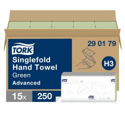 Essuie-mains pliage en V Tork H3 Advanced vert - Carton de 3750