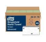 Toalla de mano plegada en V Tork H3 Advanced verde - Caja de 3750