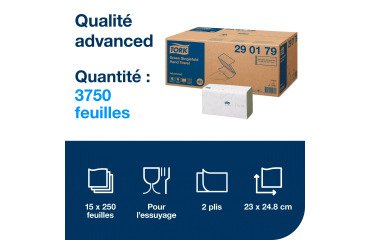 Essuie-mains pliage en V Tork H3 Advanced vert - Carton de 3750