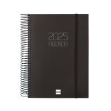 Agenda 155x212 1 Día Página Espiral Opaque Finocam Negro