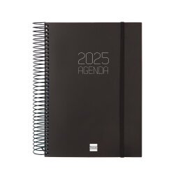 Agenda 155x212 1 Día Página Espiral Opaque Finocam Negro