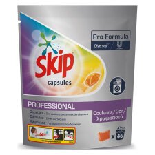 Lessive Skip professional capsules textiles couleurs - Sachet de 46 capsules