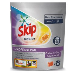 Lessive Skip professional capsules textiles couleurs - Sachet de 46 capsules