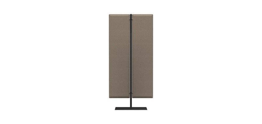Pedestal with sound-absorbing grey panel and black structure, available in three heights
