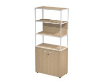 Libreria in metallo Blade  l 90 x p 46 sovrapposto ad armadio basso l 90 x p 46