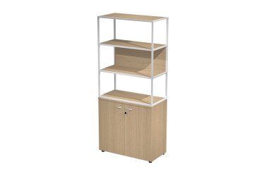 Libreria in metallo Blade  l 90 x p 46 sovrapposto ad armadio basso l 90 x p 46