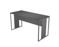 Blade linear return desk D 60 x H 74.4 cm wood-metal legs