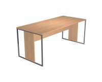 Blade linear workstation desk, D 80 x H 74.4 cm, wood-metal legs