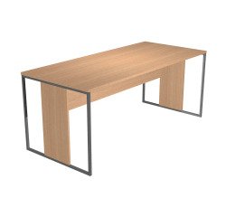 Blade linear workstation desk, D 80 x H 74.4 cm, wood-metal legs
