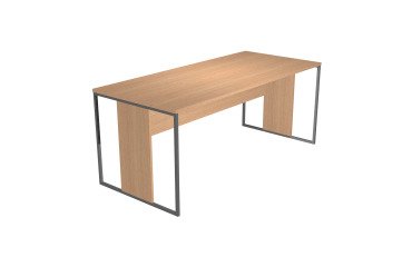 Blade linear workstation desk, D 80 x H 74.4 cm, wood-metal legs