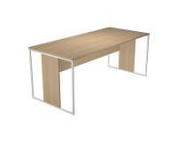 Blade linear workstation desk, D 80 x H 74.4 cm, wood-metal legs