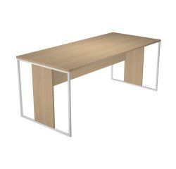 Blade linear workstation desk, D 80 x H 74.4 cm, wood-metal legs