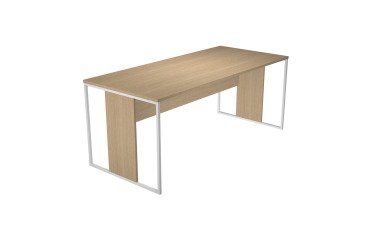 Blade linear workstation desk, D 80 x H 74.4 cm, wood-metal legs