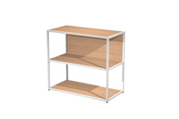 Libreria in metallo bassa L 90 x P 44 x H 80 cm, struttura colore bianco 20 x 20 mm a giorno con ripiani