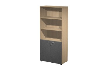 Armadio alto con ante basse battenti in melaminico con serratura L 90 x P 45,8 x 200 h cm parte superiore a giorno, inferiore con ante antracite