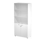 Armadio alto con ante basse in melaminico ed ante in vetro medie nella parte alta Blade l 90 x p 45,8 x h 200 cm