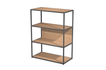 Libreria in metallo media L 90 x P 44 x H 119 cm, struttura antracite 20x20 mm, a giorno con ripiani