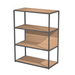 Libreria in metallo media L 90 x P 44 x H 119 cm, struttura antracite 20x20 mm, a giorno con ripiani